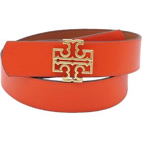 Tory Burch 141742 Britten Logo Classic Tan/Poppy Red With Gold Hardware Reversible 1.5 Inch Width Women's Belt