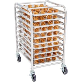 Restaurantware Kitchen Tek 28.25 x 18 x 69.25 Inch Bun Pan Rack 1 Sideload Sheet Pan Rack - Full-Height 2 Locking & 2 Non-locking Casters Silver Aluminum Bun Pan Rack With Wheels Holds 20 Pans