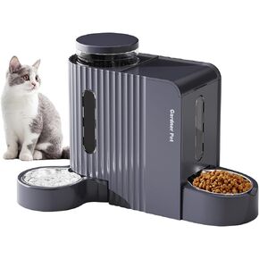 Gardner Pet Automatic Gravity Cat Food Feeder and Water Dispenser Stainless Steel Two-in-One Set Large Capacity Dispenser for Pets Dogs, Puppies, Kittens, Rabbits