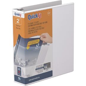 QuickFit Clear-View Binder, 3-Ring Binder, Round Ring, 2 Inch, White
