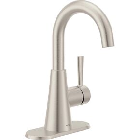 Moen Ronan Matte Black Two-Handle 4" Centerset Modern Bathroom Faucet with Push-Down Drain, 84022BL