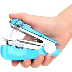 Blue Handheld Sewing Machine, Sewing Machines Portable Mini Manual Sewing Machine Handy Needlework Tool Mini Sewer Machine Hand Stitcher Sewing Machine