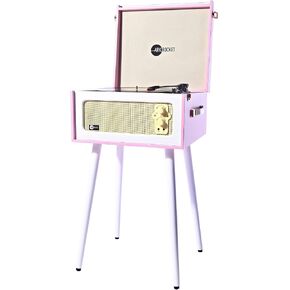 Discovery II 3-Speed Bluetooth Record Player Retro Console Turntable with Built-in Speakers and Removable Legs (Pink/White) in Kuwait