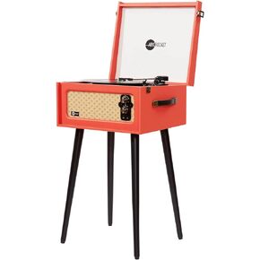 Arkrocket 3-Speed Bluetooth Record Player Retro Turntable with Built-in Speakers and Removable Legs (Yellow)
