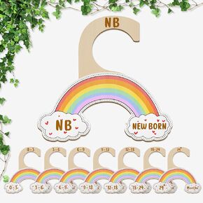 فواصل خزانة الأطفال من LSTAMOY لتنظيم الملابس، 8 شماعات خشبية لطيفة مطبوعة على الوجهين، منظمة من حديثي الولادة إلى 24 شهرًا، لديكور الحضانة (أزرق) in Kuwait