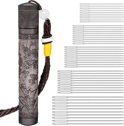 إبرة خياطة فور فاين، إبر تطريز يدوية، 5 أنواع من إبر خياطة العين الكبيرة (50 قطعة) مع علبة إبرة حبل واحدة in Kuwait