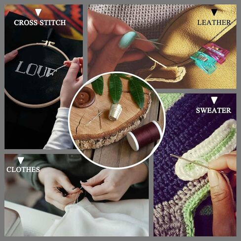 إبرة خياطة فور فاين، إبر تطريز يدوية، 5 أنواع من إبر خياطة العين الكبيرة (50 قطعة) مع علبة إبرة حبل واحدة in Kuwait