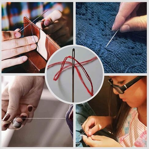 إبرة خياطة فور فاين، إبر تطريز يدوية، 5 أنواع من إبر خياطة العين الكبيرة (50 قطعة) مع علبة إبرة حبل واحدة in Kuwait