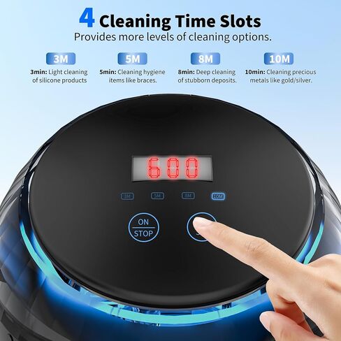 Ultrasonic Retainer Cleaner, 20W/50kHz Professional Ultrasonic Jewelry Cleaner, 150ML Portable Retainer Cleaner Machine for Dentures, Retainer, Aligner, Braces, Mouth Guard(Black) in Saudi Arabia