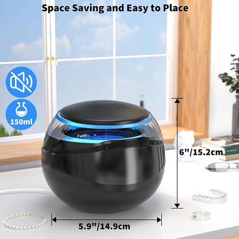Ultrasonic Retainer Cleaner, 20W/50kHz Professional Ultrasonic Jewelry Cleaner, 150ML Portable Retainer Cleaner Machine for Dentures, Retainer, Aligner, Braces, Mouth Guard(Black) in Saudi Arabia