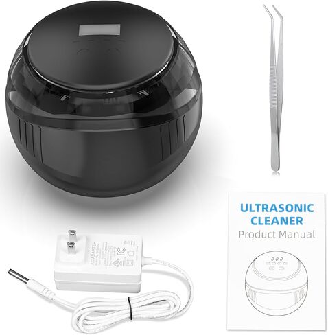 Ultrasonic Retainer Cleaner, 20W/50kHz Professional Ultrasonic Jewelry Cleaner, 150ML Portable Retainer Cleaner Machine for Dentures, Retainer, Aligner, Braces, Mouth Guard(Black) in Saudi Arabia