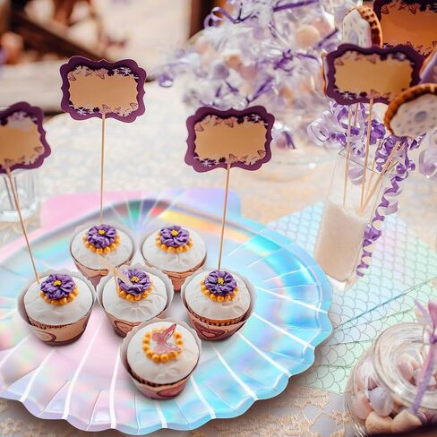 Cunhill 96 Pcs Mermaid Plates and Napkins Party Supplies, 7 Inch 9 Inch Seashell Plates Mermaid Party Plates and Mermaid Napkins for Mermaid Ocean Birthday Party Decoration Favors(Elegant Style) in Saudi Arabia