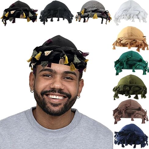 Odtrzi 9PCS Turban for Men Adjustable Twist Head Wraps Durag Silk Satin Lined Turban for Women Elastic Tassel Pre-Tied Cap in Saudi Arabia