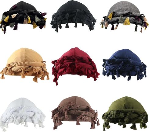 Odtrzi 9PCS Turban for Men Adjustable Twist Head Wraps Durag Silk Satin Lined Turban for Women Elastic Tassel Pre-Tied Cap in Saudi Arabia