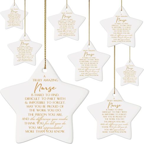 Cunhill Nurse Appreciation Gifts Bulk Nurse Gifts for Women Thank You Best Nurse Ceramic Sign Nurse Day Ornaments Gifts with Flannel Bags Appreciation Present for Nusing Graduation(8 Pcs, Star) in Kuwait