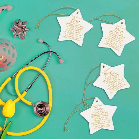 Cunhill Nurse Appreciation Gifts Bulk Nurse Gifts for Women Thank You Best Nurse Ceramic Sign Nurse Day Ornaments Gifts with Flannel Bags Appreciation Present for Nusing Graduation(8 Pcs, Star) in Kuwait