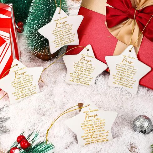 Cunhill Nurse Appreciation Gifts Bulk Nurse Gifts for Women Thank You Best Nurse Ceramic Sign Nurse Day Ornaments Gifts with Flannel Bags Appreciation Present for Nusing Graduation(8 Pcs, Star) in Kuwait