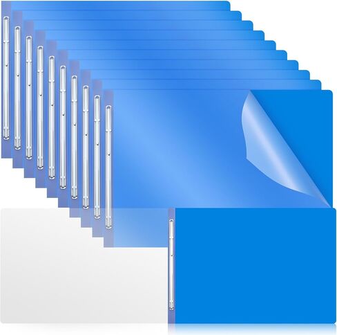 Zhanmai 10 Pcs 11x17 Inch Clear Front Report Covers, Plastic Presentation Folders with Prong Paper Fastener, Clear Folders for Documents, Presentation Binder, Transcripts and Proposals(Blue) in Saudi Arabia