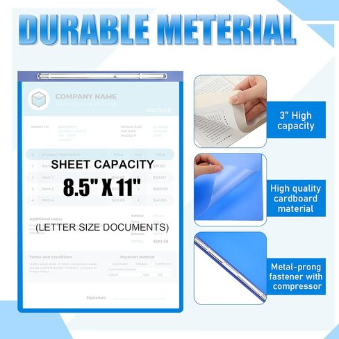Zhanmai 10 Pcs 11x17 Inch Clear Front Report Covers, Plastic Presentation Folders with Prong Paper Fastener, Clear Folders for Documents, Presentation Binder, Transcripts and Proposals(Blue) in Saudi Arabia