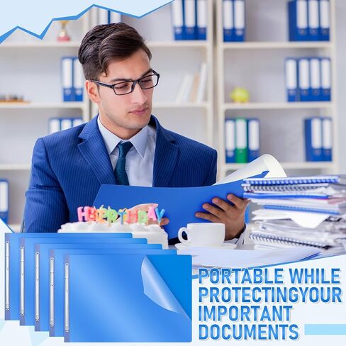 Zhanmai 10 Pcs 11x17 Inch Clear Front Report Covers, Plastic Presentation Folders with Prong Paper Fastener, Clear Folders for Documents, Presentation Binder, Transcripts and Proposals(Blue) in Saudi Arabia