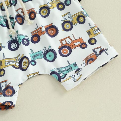 GuliriFei Toddler Baby Boy Farm Clothes Tractor Short Sleeve T-Shirt Casual Shorts Set Summer Outfit in Saudi Arabia