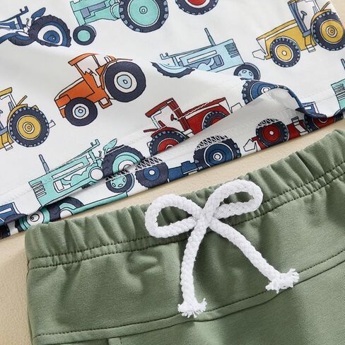 GuliriFei Toddler Baby Boy Farm Clothes Tractor Short Sleeve T-Shirt Casual Shorts Set Summer Outfit in Saudi Arabia