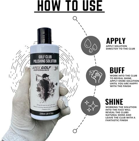 Golf Club Polish 8oz, Golf Club Cleaner, Golf Cleaning Kit, Club Cleaner, Golf Club Cleaning kit, Golf Club Polsihing Kit (New Formula) in Kuwait