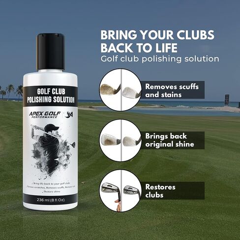 Golf Club Polish 8oz, Golf Club Cleaner, Golf Cleaning Kit, Club Cleaner, Golf Club Cleaning kit, Golf Club Polsihing Kit (New Formula) in Kuwait