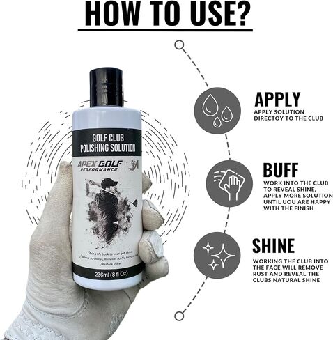 Golf Club Polish 8oz, Golf Club Cleaner, Golf Cleaning Kit, Club Cleaner, Golf Club Cleaning kit, Golf Club Polsihing Kit (New Formula) in Kuwait