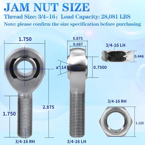 YIFUOK 3/4" Heim Joint Rod End Kit,Left and Right Hand Thread Heim Joint,2 Link 750"Chromoly Joints Panhard Rod End Kit (3/4 inch-2Set) in Saudi Arabia