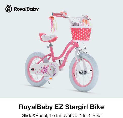 دراجة Royalbaby EZ Stargirl للأطفال، سهلة تعلم التوازن لركوب الدراجات، 12 14 16 18 بوصة توازن ودراجة دواسة، دراجة الفتيات المبتدئات للأطفال من سن 3 إلى 9 سنوات، فرامل يد وفرامل كوستر in Kuwait