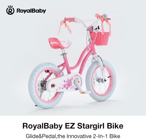 دراجة Royalbaby EZ Stargirl للأطفال، سهلة تعلم التوازن لركوب الدراجات، 12 14 16 18 بوصة توازن ودراجة دواسة، دراجة الفتيات المبتدئات للأطفال من سن 3 إلى 9 سنوات، فرامل يد وفرامل كوستر in Kuwait