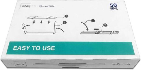 Binditek Metal Prong Paper Fasteners Sets, 2.1 Inch Capacity, 2.75 Inch Base, for Standard 2-Hole Punch, Box of 50 Complete Sets, for Students and Coworkers in Saudi Arabia