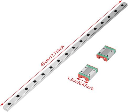 YWBL-WH MGN12 دليل السكك الحديدية الخطية الصغيرة، دليل منزلق خطي 450 مم مع كتلة نقل MGN12H للطابعة ثلاثية الأبعاد DIY وآلة CNC، أدلة خطية in Kuwait