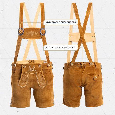 BAVARIA TRACHTEN Authentic Lederhosen Women - Ladies Octoberfest Outfit - Damen Wurstfest Costume - Light Brown in Saudi Arabia