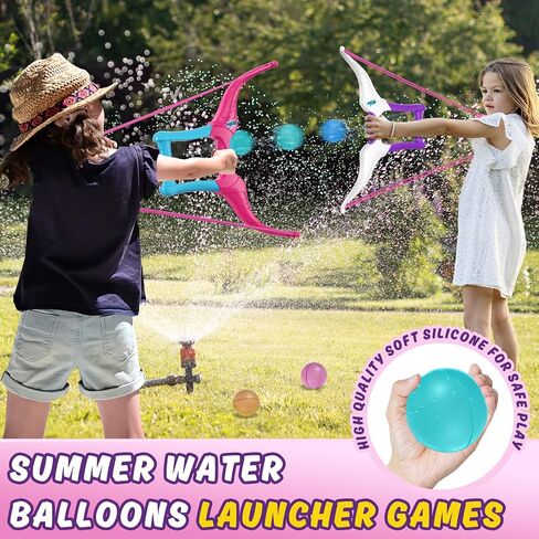 HYES 2 Pack Water Balloon Launcher Slingshot with 24 Reusable Water Balloons, 1 Storage Bag, Water Balloons Quick Fill for Kids Girls Teens Adults, Summer Gift Toys Games for Outdoor Fun in Saudi Arabia