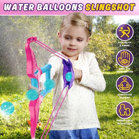 HYES 2 Pack Water Balloon Launcher Slingshot with 24 Reusable Water Balloons, 1 Storage Bag, Water Balloons Quick Fill for Kids Girls Teens Adults, Summer Gift Toys Games for Outdoor Fun in Saudi Arabia
