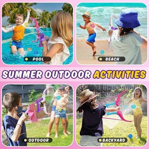 HYES 2 Pack Water Balloon Launcher Slingshot with 24 Reusable Water Balloons, 1 Storage Bag, Water Balloons Quick Fill for Kids Girls Teens Adults, Summer Gift Toys Games for Outdoor Fun in Saudi Arabia