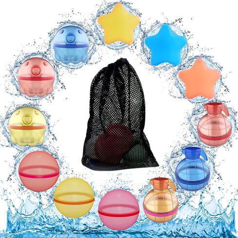 Reusable Water Balloons - Pack of 6 Refillable Water Balloons for Kids- Silicone Splash Balls for Outdoor Fun, Games & Parties in Saudi Arabia