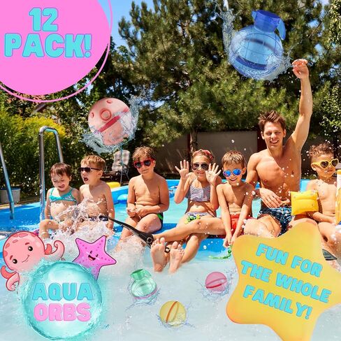 Reusable Water Balloons - Pack of 6 Refillable Water Balloons for Kids- Silicone Splash Balls for Outdoor Fun, Games & Parties in Saudi Arabia