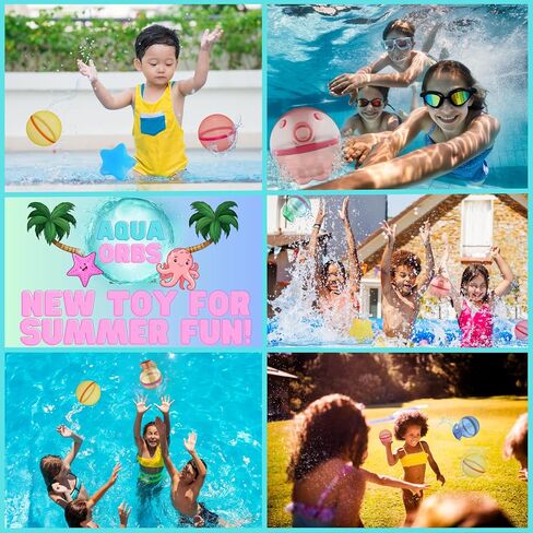 Reusable Water Balloons - Pack of 6 Refillable Water Balloons for Kids- Silicone Splash Balls for Outdoor Fun, Games & Parties in Saudi Arabia