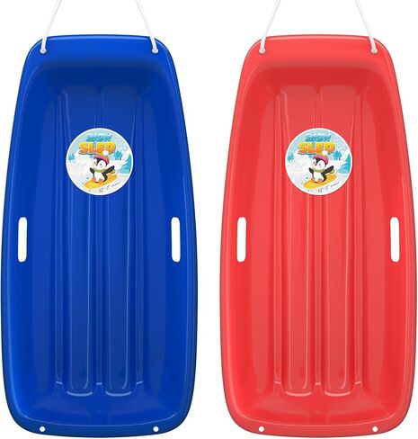 AGPTEK 35 بوصة متين للانحدار Sprinter Toboggan Snow Sled للبنين والبنات والبالغين مع مقابض مدمجة وحبل سحب in Kuwait