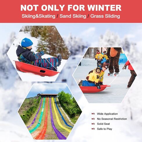 AGPTEK 35 بوصة متين للانحدار Sprinter Toboggan Snow Sled للبنين والبنات والبالغين مع مقابض مدمجة وحبل سحب in Kuwait
