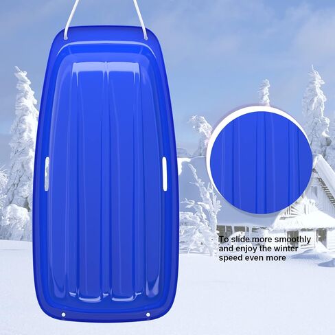 AGPTEK 35 بوصة متين للانحدار Sprinter Toboggan Snow Sled للبنين والبنات والبالغين مع مقابض مدمجة وحبل سحب in Kuwait