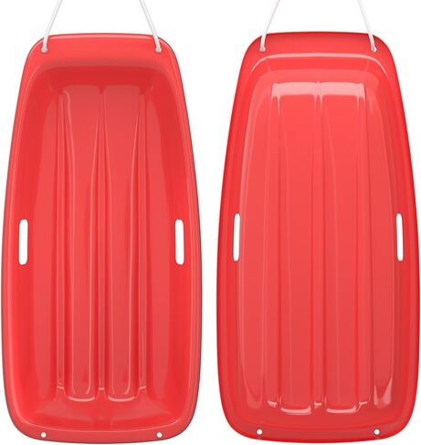 AGPTEK 35 بوصة متين للانحدار Sprinter Toboggan Snow Sled للبنين والبنات والبالغين مع مقابض مدمجة وحبل سحب in Kuwait