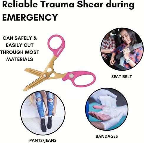 Hummingbird 4-in-1 Medical Scissors - Trauma Shears with Badge Reel for Nurses, Students, Respiratory Therapists, Veterinarians, and Medical Professionals (Pink) in Saudi Arabia