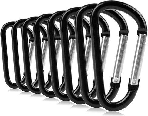ZEINZE Carabiner Clip 3" Aluminum D-Ring Spring Loaded Gate Small Keychain Carabiners Clip Set for Outdoor Camping Mini Lock Hooks Spring Snap Link Key Chain Durable Improved Design 8 Pack in Saudi Arabia
