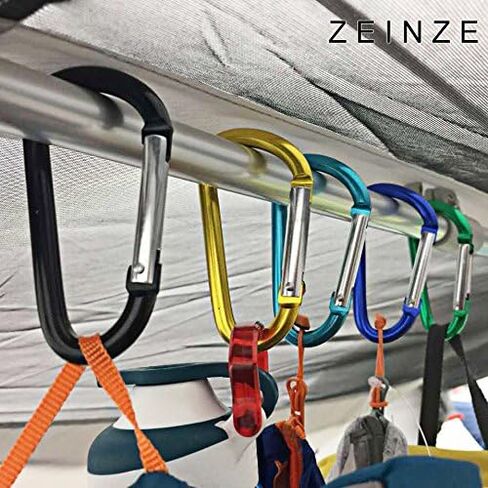ZEINZE Carabiner Clip 3" Aluminum D-Ring Spring Loaded Gate Small Keychain Carabiners Clip Set for Outdoor Camping Mini Lock Hooks Spring Snap Link Key Chain Durable Improved Design 8 Pack in Saudi Arabia