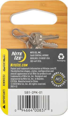Nite Ize S-Biner Stainless Steel Dual Carabiner - Double Sided Carabiner Clip - Dual Carabiner Holder for Keys, Water Bottles & Gear - Size 1, Black, 8 Count (4 Pack) in Saudi Arabia