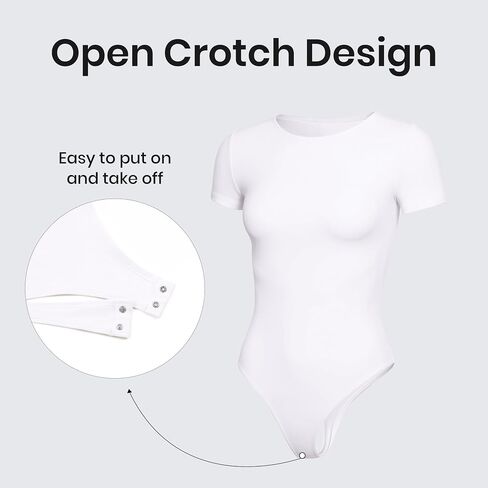 CRZ YOGA Butterluxe Womens Bodysuit Short Sleeve Crew Neck Bodysuit Tops Sexy Thong Soft Stretchy in Saudi Arabia